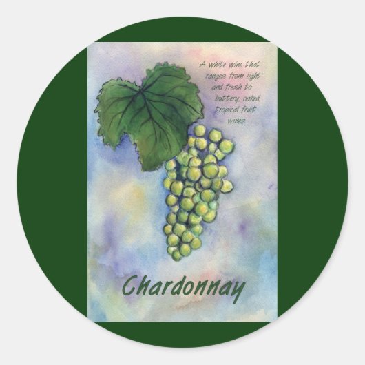 Sticker Chardonnay Wine Raisins & Description (Devant)