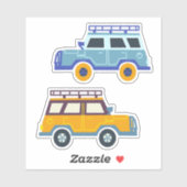 Sticker Chariot de station classique à quatre roues motric (Feuille)