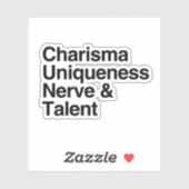 Sticker Charisme Unicité Nerveux Talent (Feuille)