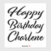 Sticker Charlene Prénom Anniversaire de la Broderie noire (Feuille)