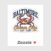 Sticker Charm City Baltimore Maryland Crab Flag Design (Feuille)