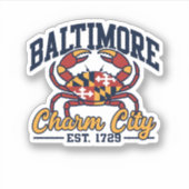 Sticker Charm City Baltimore Maryland Crab Flag Design (Devant)