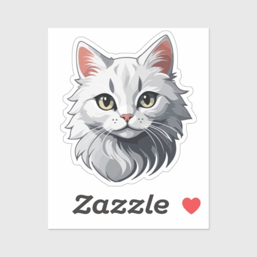 Sticker Charmant chat blanc (Feuille)