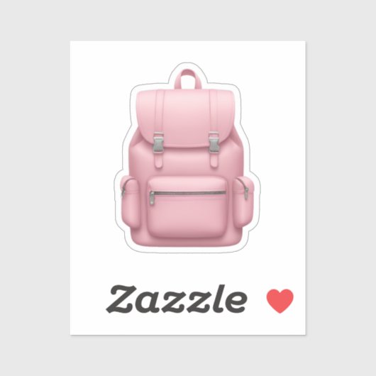 Sticker Charmant sac à dos rose Emoji (Feuille)
