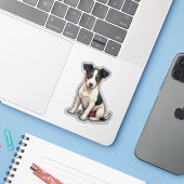 Sticker Charme Cubiste, Adorable Manchester Terrier, Petit (Ordinateur portable avec iPhone)