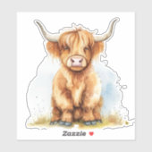 Sticker Charme de campagne confortable Highland Cow (Feuille)