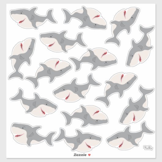 Sticker Charme Requin appât Cartoon Requins Caractère Viny (Feuille)