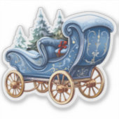 Sticker Charming Blue Festive Christmas Carriage (Devant)