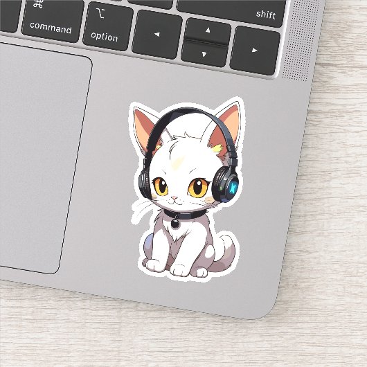 Sticker Charming Chat élégant dans casque (Détail)