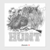 Sticker Chasse à la caille avec chien de chasse (Feuille)