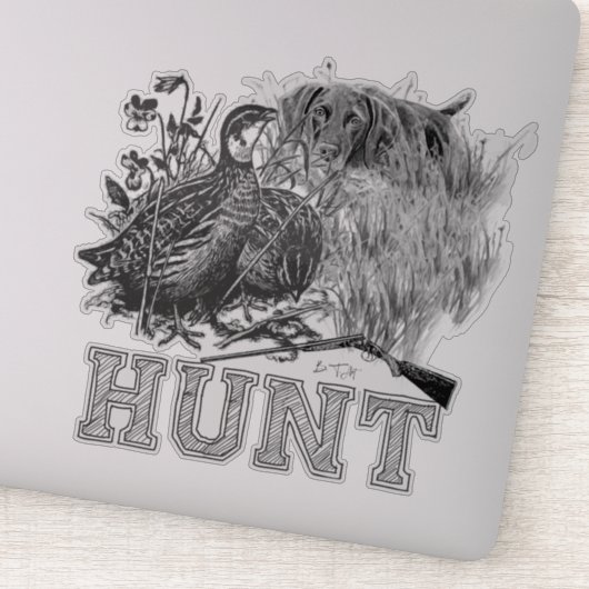 Sticker Chasse à la caille avec chien de chasse (Détail)