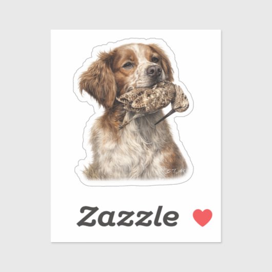 Sticker Chasse au Bécasse avec Épagneul Breton (Feuille)