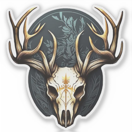 Sticker Chasse au crâne de cerf Gros Antlers (Devant)