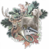 Sticker Chasse avec un Weimaraner, "Grey Ghost" (Devant)