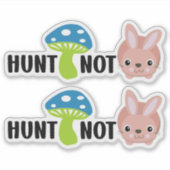 Sticker Chasse Champignons et non animaux, Vegan (Devant)