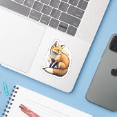 Sticker chasse Fox (Ordinateur portable avec iPhone)