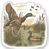 Sticker Chasse-Rétro-Volant-Caner-Mallard (Recto)