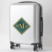 Sticker Chasseur monogramme Tronc à cheval vert+ or (Sur valise)