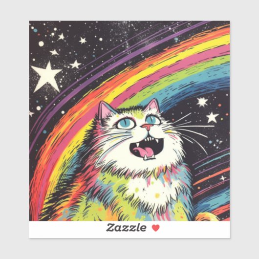 Sticker Chat à bouffée colorée dans l'espace (Feuille)