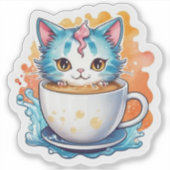 Sticker Chat à café Mug-94678 (Devant)