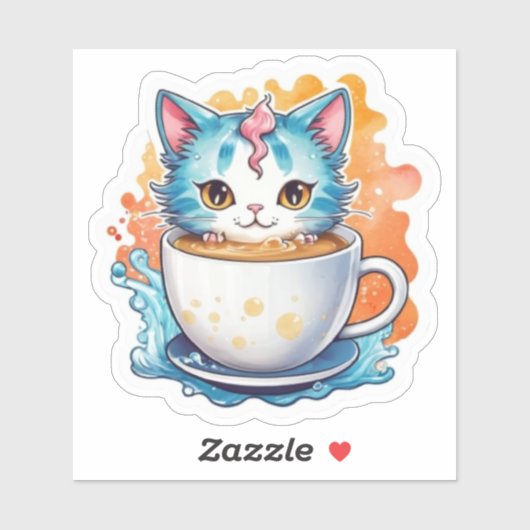 Sticker Chat à café Mug-94678 (Feuille)
