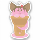 Sticker Chat à crème glacée fraise (Devant)