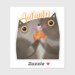 Sticker Chat à feuilles d'automne Halloween Thanksgiving D