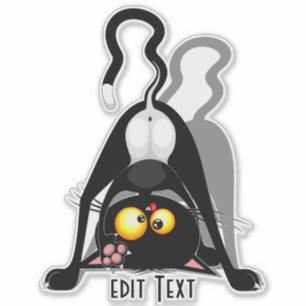 Sticker Chat à l'envers Personnage de dessin animé drôle