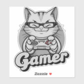 Sticker Chat à lunette gamer (Feuille)