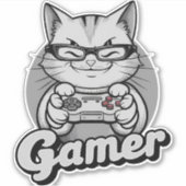 Sticker Chat à lunette gamer (Devant)