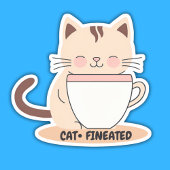 Sticker Chat à pâte finie avec café imperméable