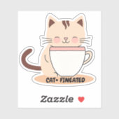 Sticker Chat à pâte finie avec café imperméable (Feuille)
