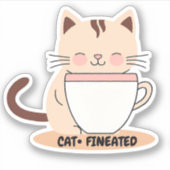Sticker Chat à pâte finie avec café imperméable (Devant)