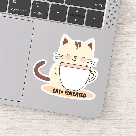 Sticker Chat à pâte finie avec café imperméable (Détail)