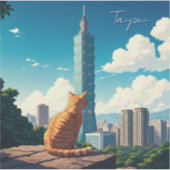 Sticker Chat à Taipei 101 Taïwan (Devant)