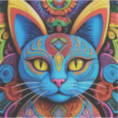 Sticker Chat Abstrait aux yeux jaunes (Devant)