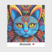 Sticker Chat Abstrait aux yeux jaunes (Feuille)