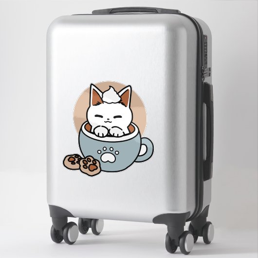 Sticker Chat adorable en Mug Conception de vacances - Chat (Sur valise)