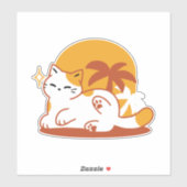 Sticker Chat adorable se relaxer au soleil - Animal de com (Feuille)