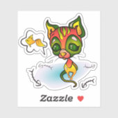 Sticker Chat affamé (Feuille)