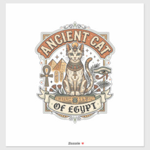 Sticker Chat Ancien d'Égypte Chat Égypte Antique Vec Vinta