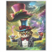 Sticker Chat anthropomorphique Mad Hatter Imaginaire Fairy (Devant)