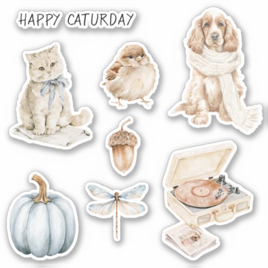 Sticker Chat Arc Caturday Oiseau Chien (Devant)