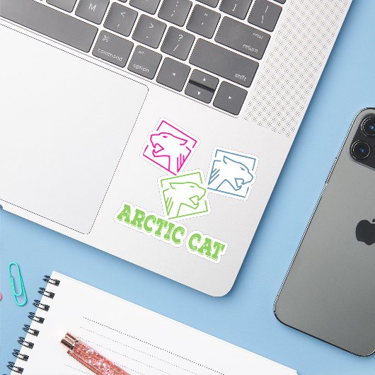 Sticker Chat arctique (Ordinateur portable avec iPhone)