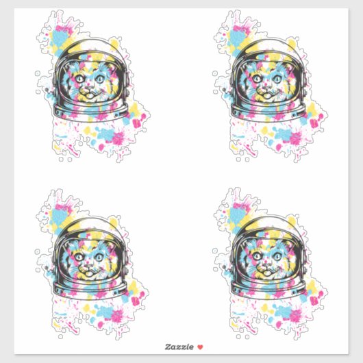 Sticker Chat Astronaute (Feuille)