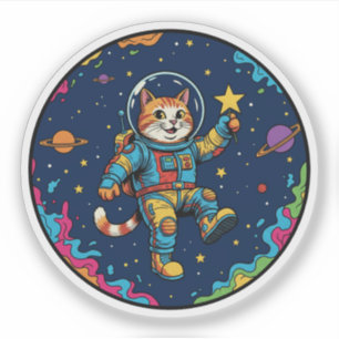 Sticker Chat Astronaute - Aventure Spatiale sous les Étoil
