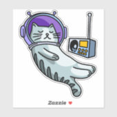 Sticker Chat Astronaute Dans L'espace Drôle (Feuille)