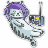 Sticker Chat Astronaute Dans L'espace Drôle (Devant)