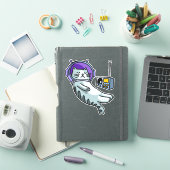 Sticker Chat Astronaute Dans L'espace Drôle (Couverture iPad)