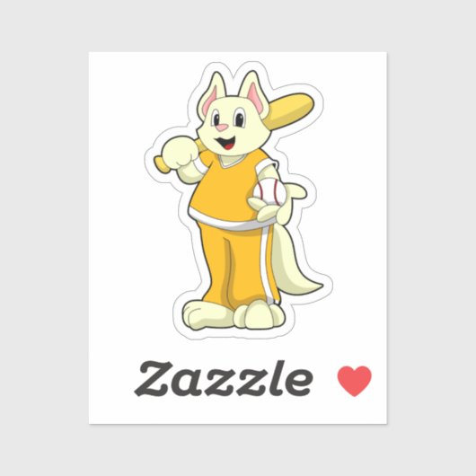 Sticker Chat au baseball avec batte de baseball (Feuille)